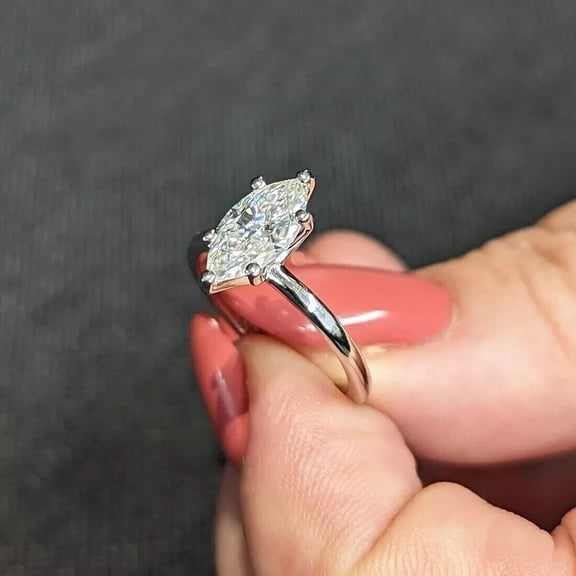 Engagement Wedding Ring 925 Sterling Silver 2Ct Marquise Cut Diamond