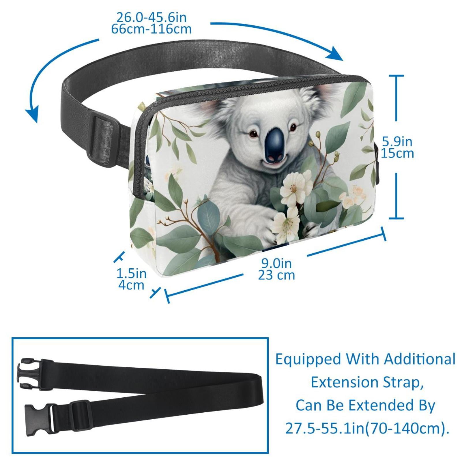 Koala Lightweight Adjustable Fanny Pack with Extension Strap - Unisex Crossbody Bag Money Belt