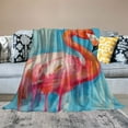 thumbnail image 2 of COMIO Bold Abstract Flamingo Painting Super Soft Flannel Blanket (Universal 1) White, 2 of 6