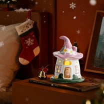 Eespoir Ceramic Christmas Magics House, Desktop Household Ornaments, Miniature House Decor, For Christmas Gifts Scene Layout Props(Purple)