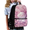 thumbnail image 2 of Uorisanigo Cherry Blossom Cat 17 inch Kids Backpack School 5-15 with Side Mesh Pocket Casual Basic Bookbag Travel Rucksack for Elementary Kindergarten Preschool Student School Bag, 2 of 6