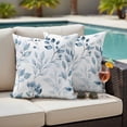 thumbnail image 5 of Country Style Pillow Covers 2 Pack Blue Leaves Watercolor Pillowcase Waterproof Outdoor Throw Pillow Cover for Patio Garden Square Cushion 18”x18”, 5 of 9