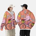 thumbnail image 4 of Daiia Flamingo Riding a Bicycle UPF 50+ Sun Protection Hoodie Jacket Lightweight Long Sleeve Sun Shirt for Women Men with Pocket Hiking Outdoor-Medium, 4 of 7