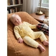 thumbnail image 5 of Loicainy Newborn Infant Girl Front Tie Knit Romper 3 6 Months Scallop Trim V Neck Long Sleeve Jumpsuit, 5 of 9