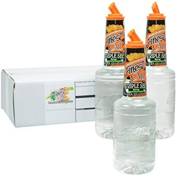 Finest Call Premium Triple Sec Syrup Drink Mix, 1 Liter Bottle (33.8 Fl Oz), Pack Of 3
