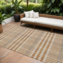 HomeRoots 601503 8 x 10 ft. Brown & Beige Plaid Washable Indoor & Outdoor Rectangle Area Rug
