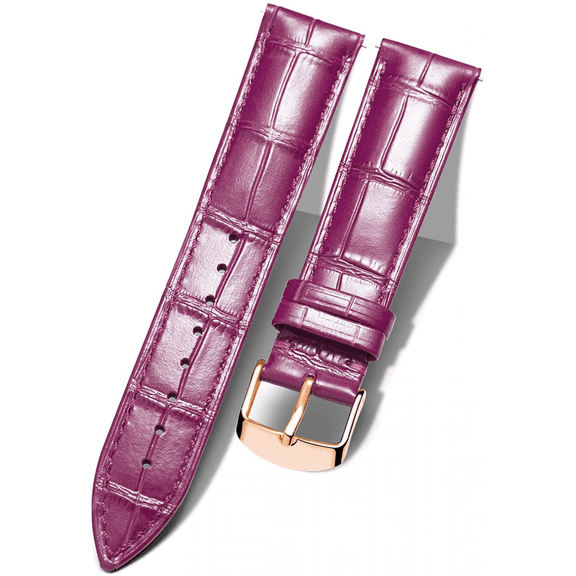 XIHAMA Genuine Leather Replacement Watch Band Multicolor Waterproof for Men Women, GR-Amaranth (17mm)