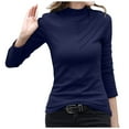 thumbnail image 3 of Jinhomg Long Sleeve Undershirt for Women Thermal Comfy Thin Fleece Lined Shirts Winter Winter Slim Fit Base Layer Summer Saving Navy L, 3 of 7