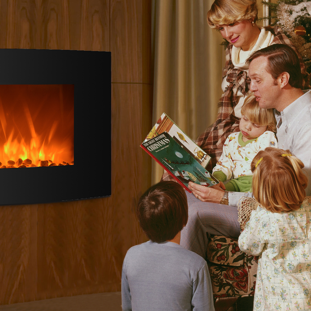 36" Electric 1500W Fireplace Heater Wall Mounted Includes Remote - image 2 of 7