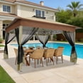 thumbnail image 3 of COBIZI 13x13 Pop-Up Gazebo with Mosquito Netting, Outdoor Patio Canopy Tent with 2-Tier Ventilated Roof, 3 Adjustable Heights, Provides 169 Sq Ft Shade, Beige, 3 of 12