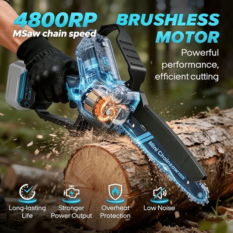 YUNXI 21V 6 inch Cordless Mini Chainsaw, Handheld Power Pruning