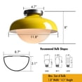 thumbnail image 6 of Claxy Yellow Dome Semi Flush Mount Light with Globe Milk Glass Shade, 6 of 6