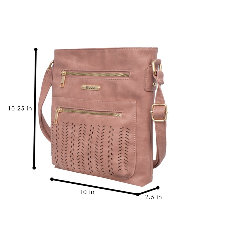 Mudd Women's Vegan Leather Blush Perforated Cross Body With