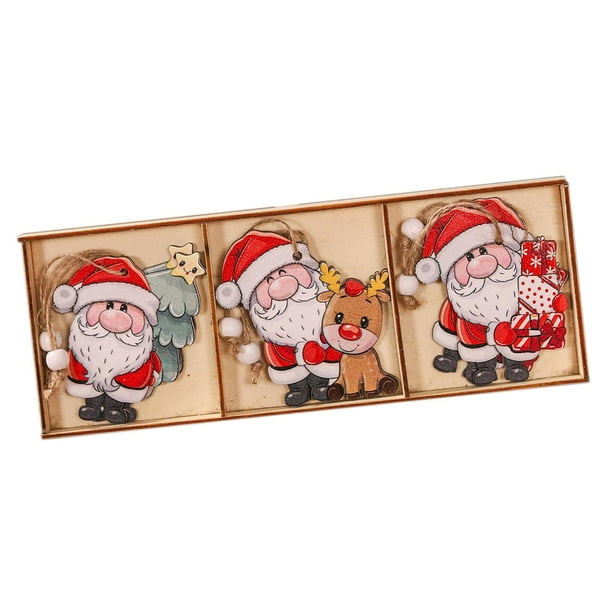 9 adornos colgantes de madera para Navidad con agujeros. 65 cm x 85 cm