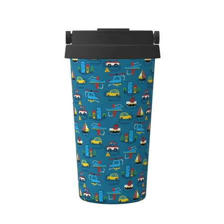 

Ocsxa Transportations with Buildings Print Carry Insulated Coffee Mug Insulated Tumbler Reusable Insulated Cold Brew Iced Coffee Cup Thermos Gifts for Women Men Him Her