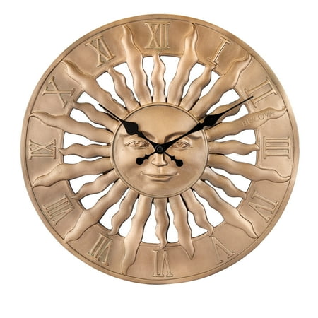 Bulova Sunrise Indoor/Outdoor Wall Clock, 14.3, Golden Bronze
