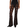 thumbnail image 5 of Women Rave Mesh Sheer Pants High Waist Floral See Through Lace Wide Leg Trousers, 5 of 6