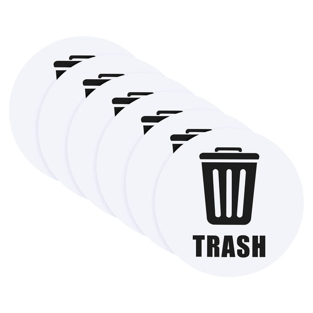 Etiquetas de basura Uxcell para contenedores grandes de reciclaje de vinilo para botes de basura de acero inoxidable/plástico, negro sobre blanco, paquete de 12