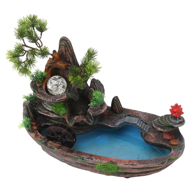 Tabletop Mountain Waterfall, Indoor Water Fountain Ornament LED Light for Office