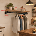 Wall Mounted Clothes Rack, Brown, 1T36IN, Solid Wood and Iron, Space ...