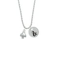 thumbnail image 2 of Delight Jewelry Silvertone 3-D Mushroom with Clear Crystals Silvertone Script Initial Disc - & - Charm Necklace, 20"+3", 2 of 4