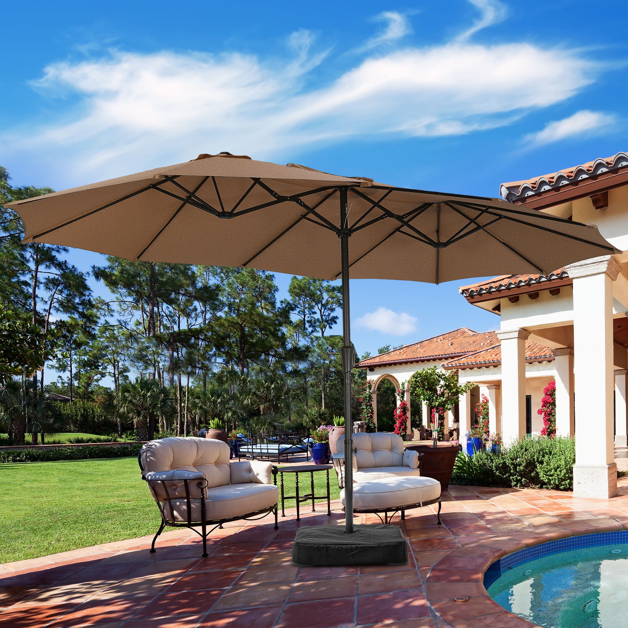black friday patio umbrella deals Better Homes & Gardens 9' Black Premium Patio Umbrella