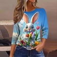 thumbnail image 6 of Ounisa Womens 3/4 Sleeve T Shirt Crew Neck Easter Bunny Printed Pullover Loose Fit Casual Spring Stylish Tops S-3XL, 6 of 7