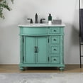 thumbnail image 2 of Silkroad Exclusive  Sanger Bathroom Single Sink Vanity Green Carrara White Top with Left Sink Distressed, Oil Rubbed Bronze Finish, Painted, 2 of 5