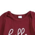 thumbnail image 5 of Splozh Baby Boy Clothes Newborn Baby Boy Long Sleeve Letter Romper Ribbed Knit Jumpsuit Baby Boy Preemie Outfit with Hat Wine,0-3 Months, 5 of 6