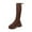 Coffee, variant on Women'S Knee High Flat Boots Women'S Knee High Stretch Boots Ladies Fashion Solid Color Versatile Breathable Mesh Boots Thick Sole Thick Heel Long Boots Women'S Knee High Riding Boots