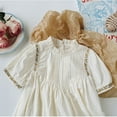 thumbnail image 4 of Trolimons Toddler Girls Floral Dress Summer Embroidery Puffy Sleeve Pleated Skirt Size 1-2T Beige, 4 of 5