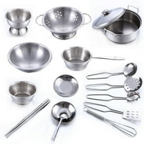 16-Pieces Play Pots and Pans Toys for Kids Kitchen Playset Pretend Cookware Utensils Play Set Play Cooking Toys Stainless Steel Cooking Utensils Kitchen Toys Accessories for Boys Girls