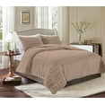 thumbnail image 2 of Elegant Comfort Luxurious Fluffy 3-Piece Faux Rabbit Fur Comforter Set - All Season Warm Down Alternative - Ultra Soft, Plush Micro-Mink 3PC Bedding Set with Matching Shams, Twin XL, Taupe, 2 of 5