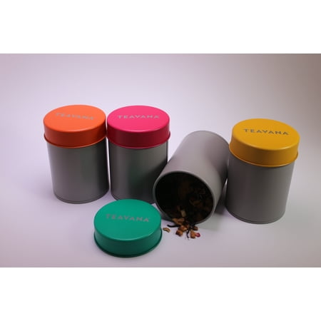 Tea Tin - 4 Count Teavana Storage Tins For Tea Keeps Tea Fresh Multi Colored 2 Ounces