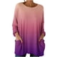 thumbnail image 3 of TaTaai 2026 Fall Womens Gradient Long Sleeve Tee Round Neck Loose Blouse With Pockets Casual Solid Color Fashion Top Soft Stretchy Polyester Daily Gift, 3 of 7