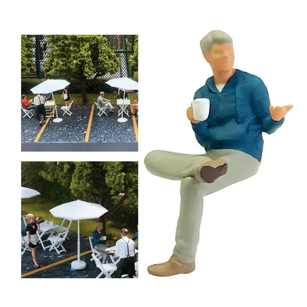1/64 personas camarero camarera pesebre muñeca callejera estación de tren coleccionable - Sudaderas con capucha azul Hugo Figuras de muñecas en miniatura