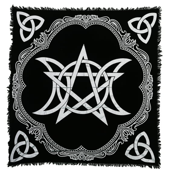 Indian Consigners Altar Cloth Triple Moon Pentagram Triquetra Witchcraft 18 Inches Alter Tarot Spread Top Cloth Wiccan Square Spiritual sacred cloth Tapestry