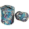 thumbnail image 4 of 2Pcs Storage Bag 600D Oxford Cloth Printing MultiPocket Hand Strap Cylinder Shape Package(Blue Leaves ), 4 of 8