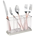 thumbnail image 1 of Soporte para cubiertos mDesign Hyde Collection, transparente y cepillado, 1 of 8