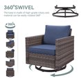 thumbnail image 3 of OPOHORO 6 Pieces Patio Furniture Set with Fire Pit, Outdoor Conversation Set with Gray Wicker Patio Couch, Swivel Chair, Ottoman, and Propane Fire Pit Table, Ideal for Porch Balcony Garden in Blue, 3 of 11