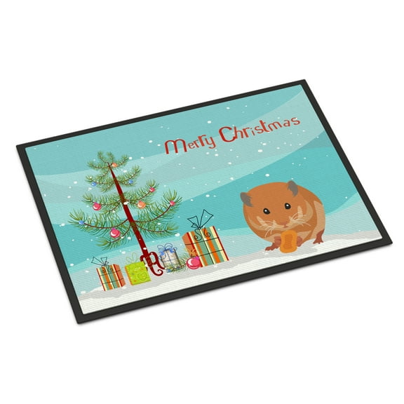 Carolines Treasures CK4456JMAT Teddy Bear Hamster Merry Christmas Door Mat Indoor Rug or Outdoor Welcome Mat 24x36