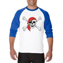 Artix - Mens Raglan Sleeve Baseball T-Shirts - Jolly Roger Skull & Crossbones