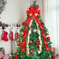 thumbnail image 4 of OMA Christmas Tree Topper Bow Christmas Wreath Bow 45x12 Inches Large Burlap with White Red Polyester Edge Gift Bow for Xmas Tree Décor Christmas Home Indoor Outdoor Decoration, 4 of 12
