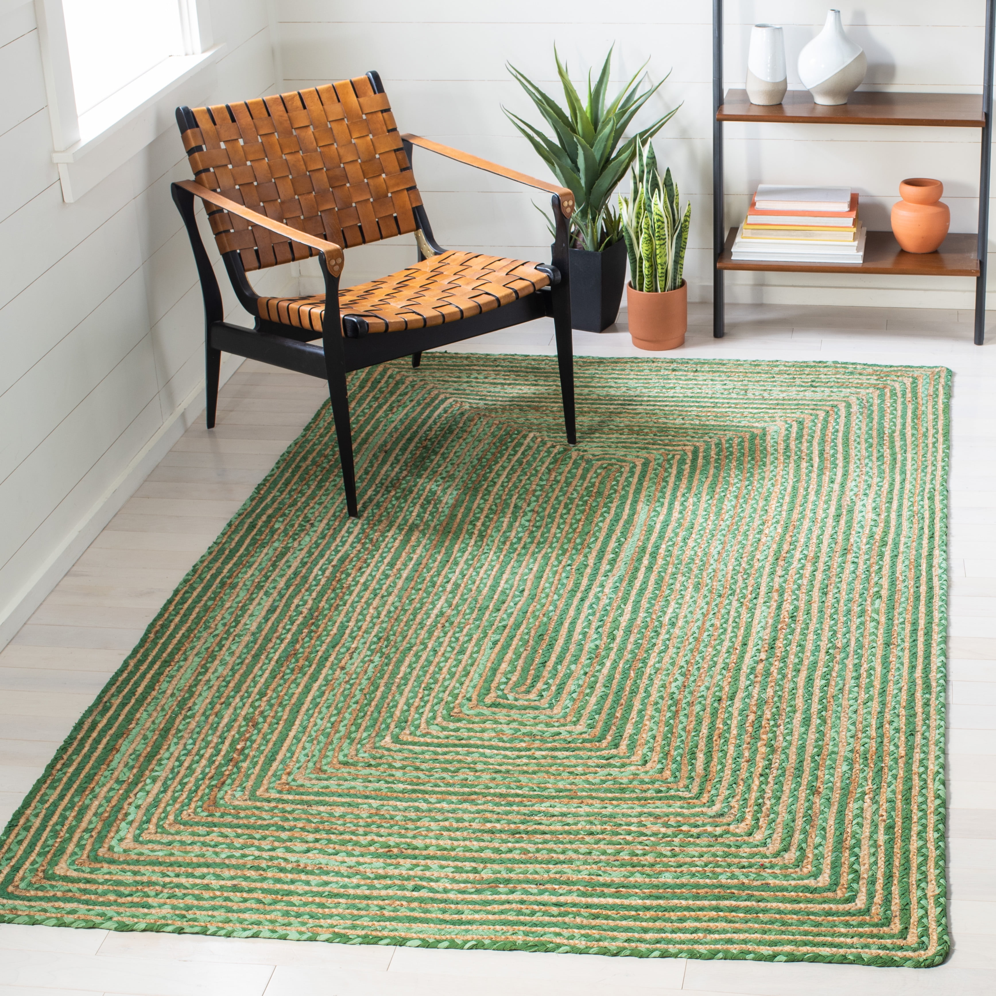 SAFAVIEH Cape Cod Miah Geometric Area Rug, Green/Natural, 6' x 9'