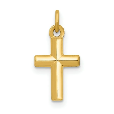 14k Yellow Gold Cross Religious Pendant Charm Necklace Latin