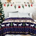 thumbnail image 4 of Home Soft Things Christmas Printed Flannel Fleece Blanket - Blue Christmas Deer - Twin (60" x 90"), 4 of 11