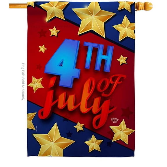 28 x 40 in. 4th of July Stars American Fourth Vertical House Flag with Double-Sided Decorative Banner Garden Yard Gift