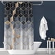thumbnail image 4 of Cortina de ducha con diseño geométrico en gris azulado, con ganchos, elemento esencial ecológico para el baño, que se escurre rápidamente para mantener el baño seco, 180 x 200 cm, gris, gráficos, 4 of 5