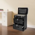 thumbnail image 2 of ToppiJoy 3-Layers Rolling Makeup Train Case, Makeup Storage Box with Locks, Cosmetics Storage Organizer for Makeup, Nail Art Black, 2 of 29