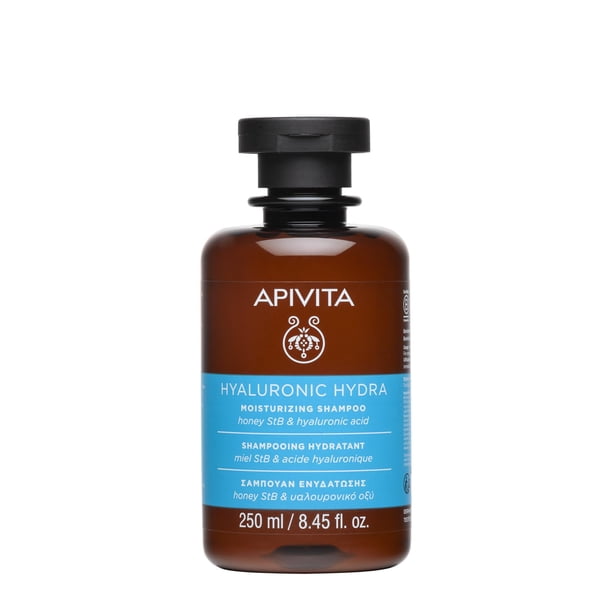 Apivita Shampoo hidratante Hyalu Hidra 250ml - Shampoo natural con ácido y miel StB, sin siliconas - hidratación profunda del cabello, controla el frizz, previene la rotura y las
